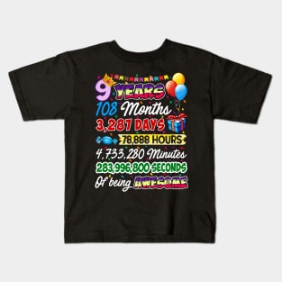 9 Years Old Being Awesome 9th Birthday Kids T-Shirt